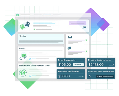 Nonprofit dashboard interface